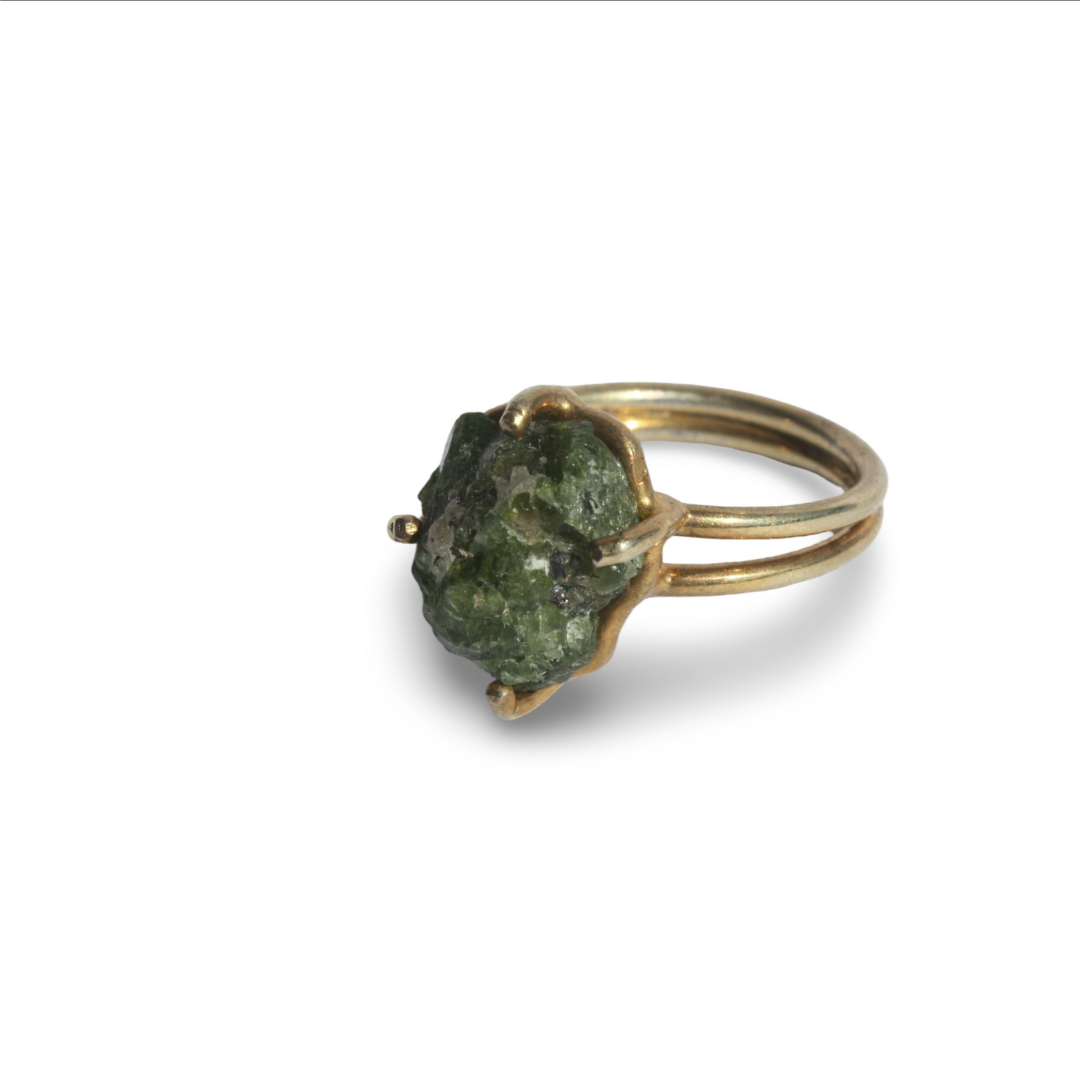 Pergamon Altın Kaplama Zümrüt Gümüş Yüzük