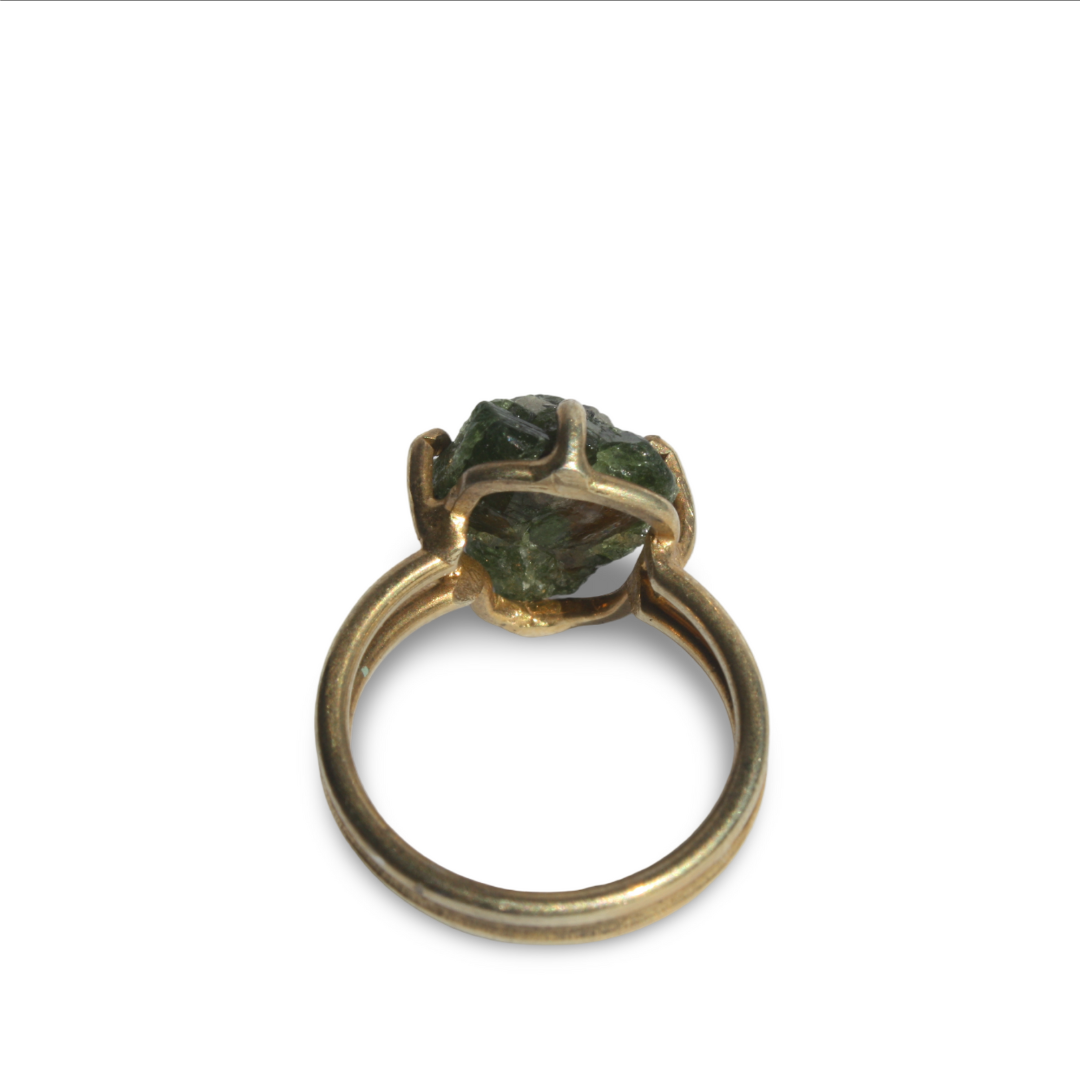 Pergamon Altın Kaplama Zümrüt Gümüş Yüzük