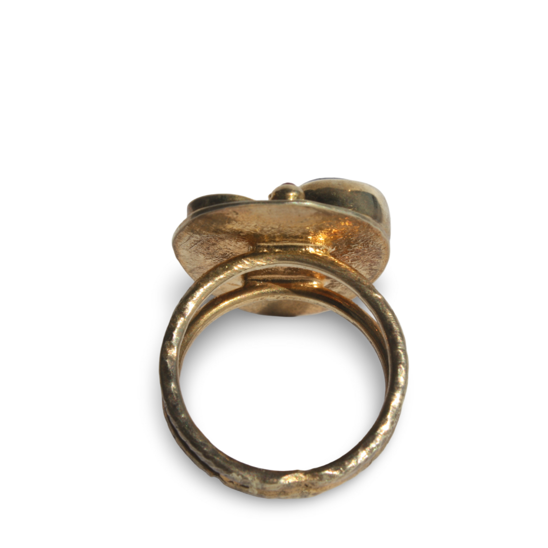 Pergamon Altın Kaplama Kyanite & Garnet Gümüş Yüzük