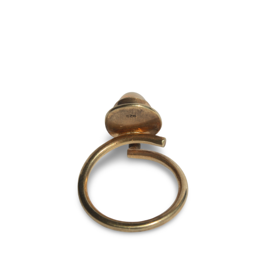 Pergamon Altın Kaplama Opal Gümüş Yüzük